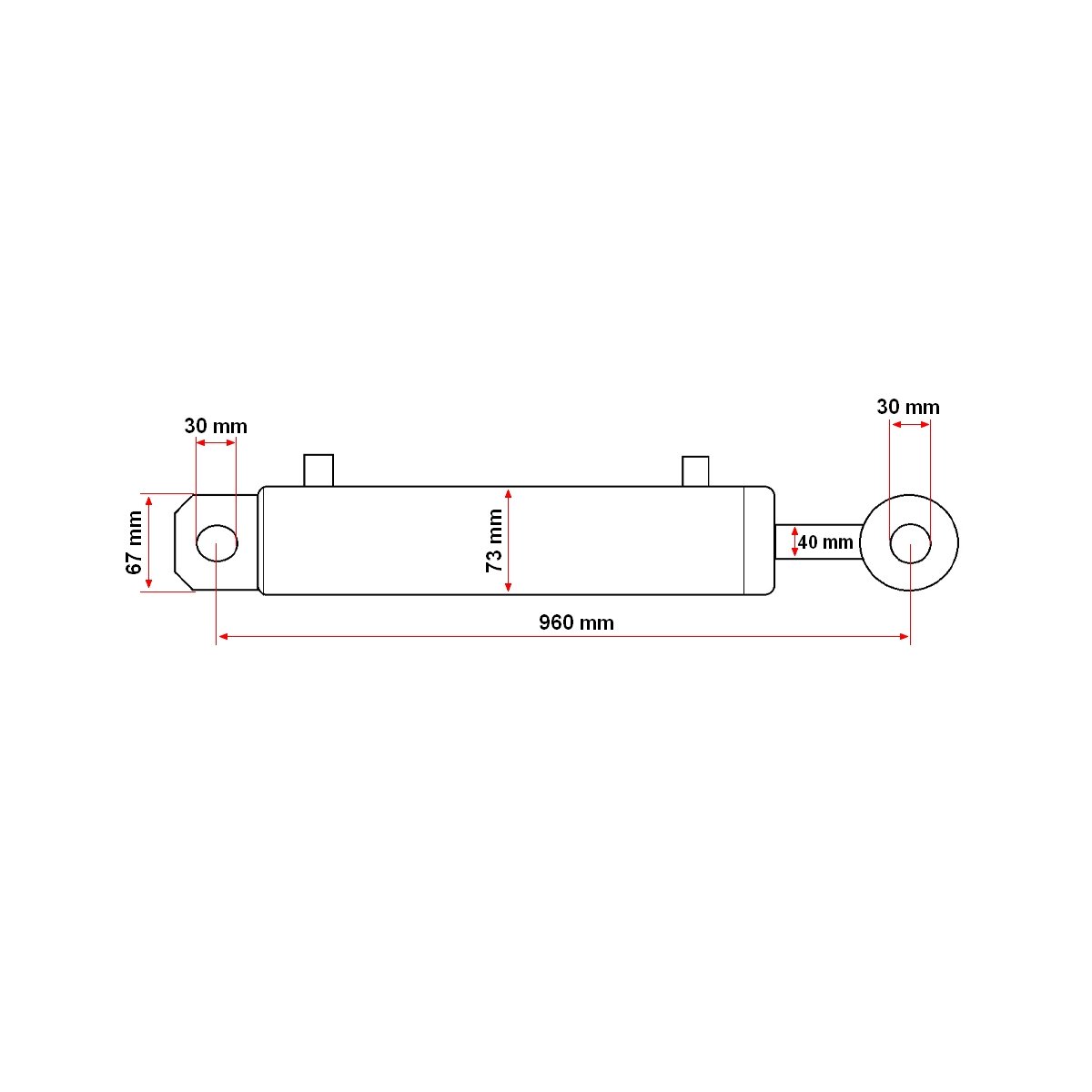 Cilindru hidraulic plug reversibil 67x73x40x1000 cursa de deschidere 700mm cu racord hidraulic fi18